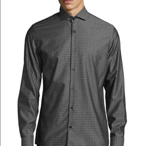 Hugo C-Jason Slim-Fit Grid Check Sport Shirt-BLACK-EU 39/US 15.5